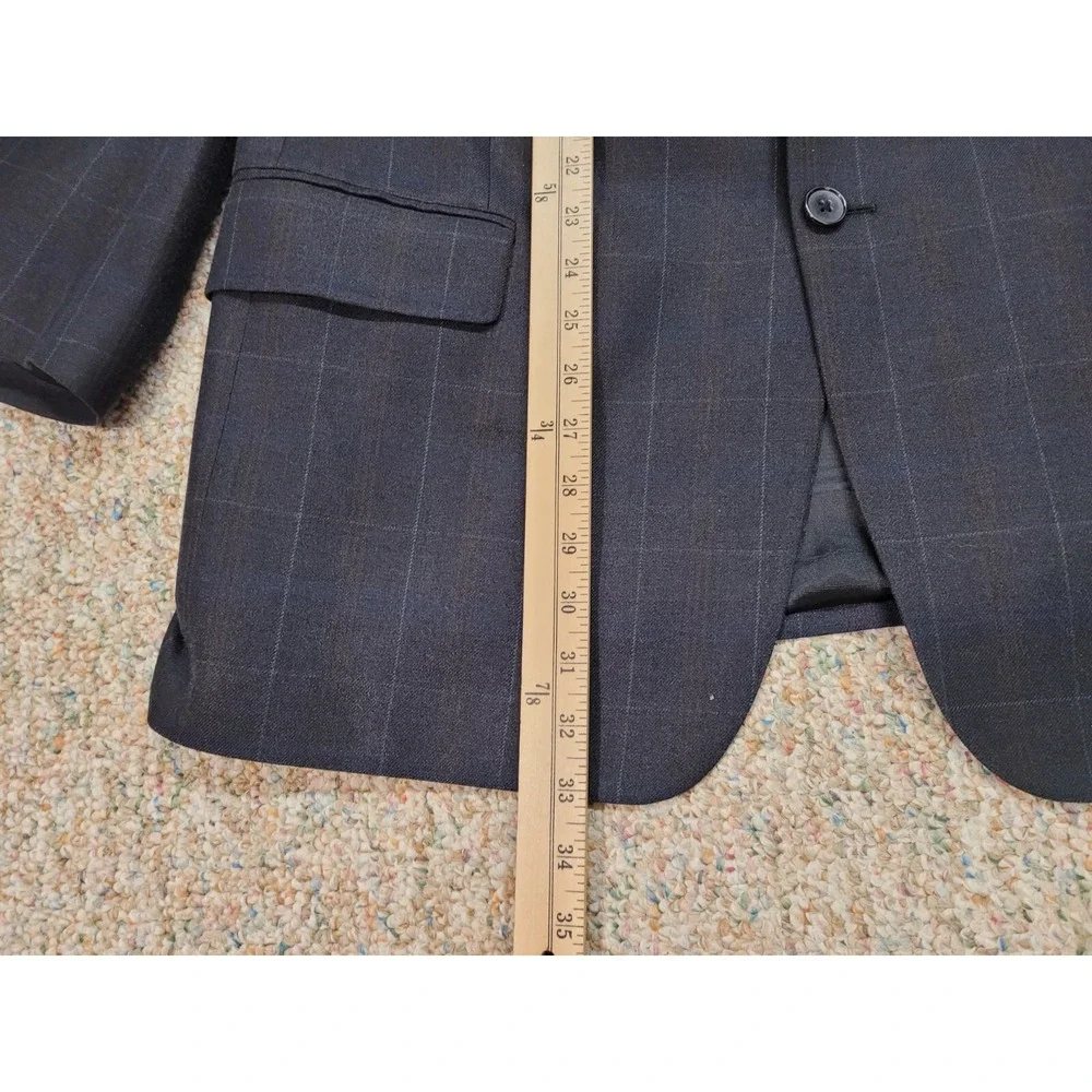 Joseph Abboud Blazer Mens 44R Grey Silk‎ Wool Windowpane Sport Coat Nordstrom
